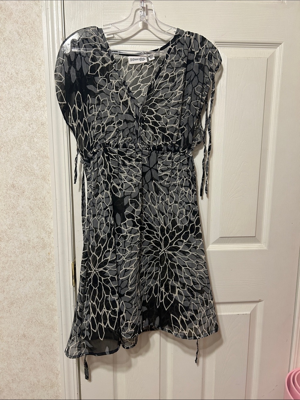 St. John's Bay Black and Gray Floral Swim Coverup